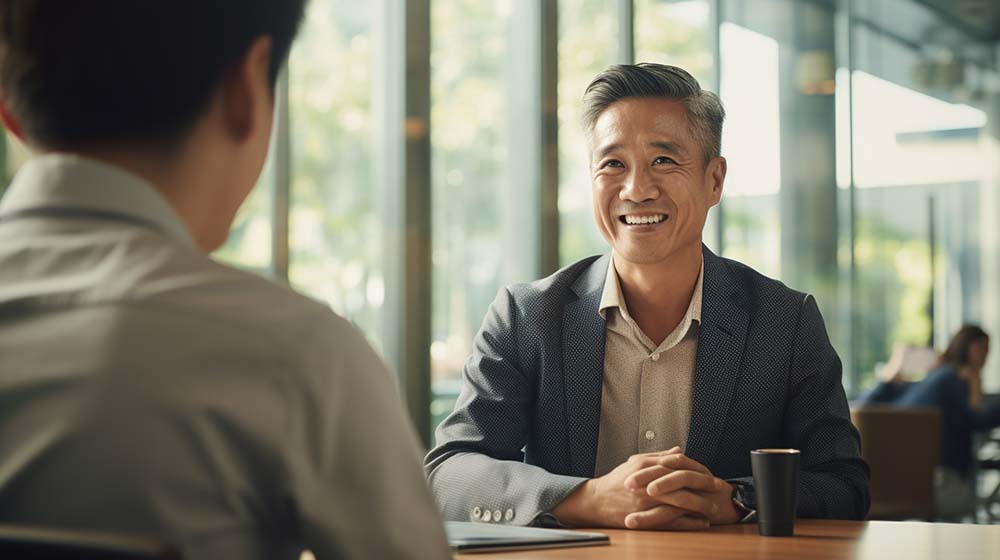 A fund manager having a conversation with his client